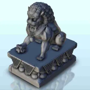 Statue of the celestial snow lion sitting 3 - Japan China Ko