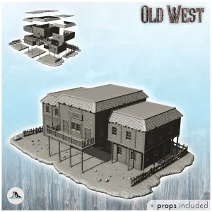 Large western hotel with central balcony and floor - Terrain