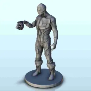 Alien soldier with light armour and skull 6 - miniatures sci