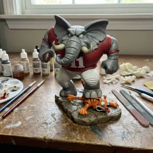 Alabama Elephant Victory Pose Over Flattened Tiger