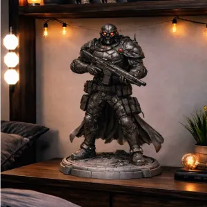 Futuristic Armored Soldier STL File – Sci-Fi Warrior Statue