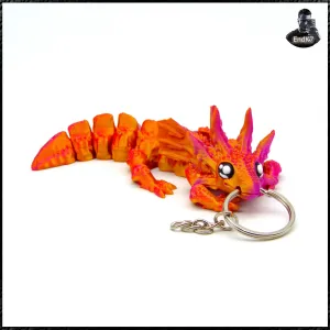 Dragon Axolotl V2 Keychain - Multicolor - Print in Place