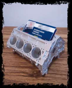 V8 Engine Block Name Card and Pen Holder