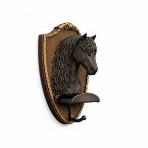 Friesian Stallion Horse Head Bridle and Halter Hook