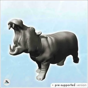 Hippopotamus with open mouth (11) - miniatures animal RPG ta