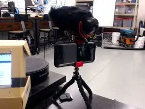 Phone holder with cold shoe mount and 1/4" screw mount