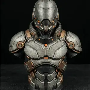 Cyberpunk Armor Bust | Futuristic Soldier Statue | High-Tech