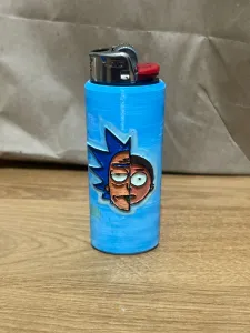 Split Face Rick and Morty Lighter Sleeve