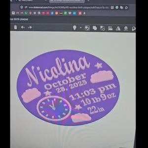 ANOTHER Custom Birth Sign (editable on tinkercad)