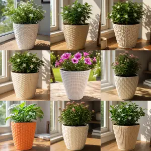 9 different texture flower pots