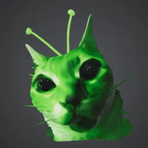 Alien cat meme 3d fun