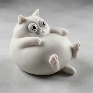 Gato Redondo e Gordinho - Miniatura Decorativa