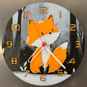 wall / desk clock cute fox