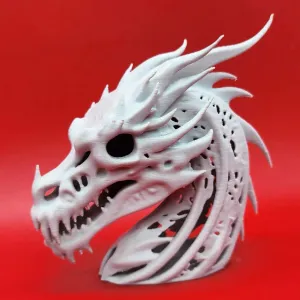 Skeletal Dragon Head Sculpture