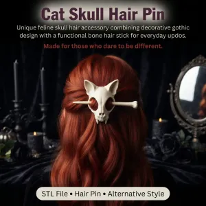 Cat Skull Hair Pin, Bone Hair Stick, Hair Accessory