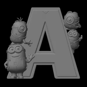 letter A and minions