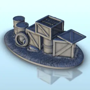 Barrels and tyres barricade - terrain WW2 scenery historical