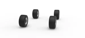 Wheel Set of Vintage Dirt late model Race car V2 Scale 1:25