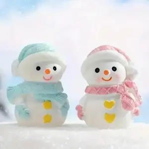 figurine couple bonhomme de neige