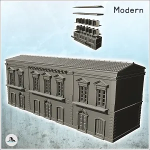 Long building with tile roof and long balcony (1) - miniatur