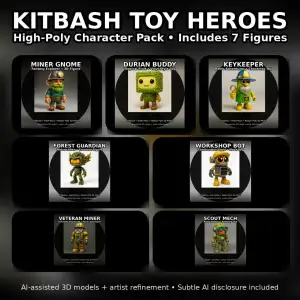Kitbash Toy Heroes – High-Poly Character Pack (7 Figures)