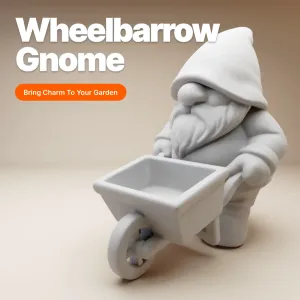 Chubby Garden Gnome with Wheelbarrow – 3D Printable Figurine