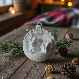 Snowy Cottage Village Ornament
