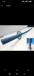 🗡 Вязаная сине-серебряная катана Knitted Blue Silver Katana