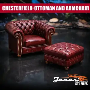 DIORAMA ACCESSORIES - Chesterfield Armchair & Ottoman