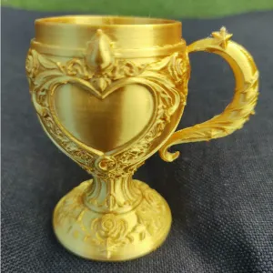 Sacred Valentine Heart Grail Cup with Ornate Handle