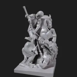 Monument of Saint George on horseback fighting a dragon