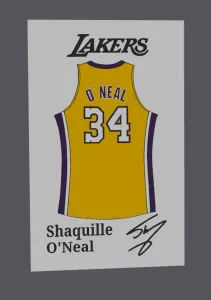 LA Lakers Shaquille O`Neal jersey display