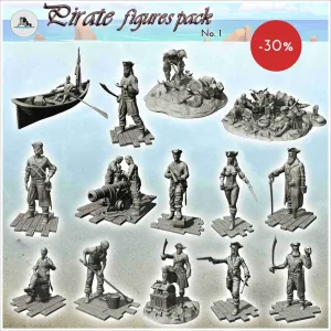 Pirate figures pack No. 1 - scenery medieval miniatures warh