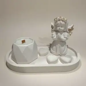 Kit Oração: Anjo Estilizado, Vaso vela and Bandeja