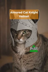Armored Cat Knight Helmet