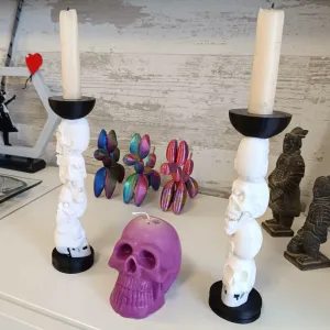 Vertical Skulls Candleholder