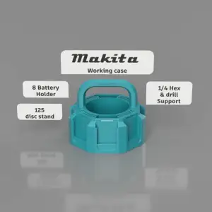 Makita 8 Battery Holder Work Case + 1/4" Hex / drill Storage