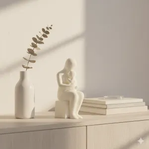 Minimalist Mother and Child Sculpture