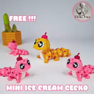 Flexi Mini Ice Cream Gecko Movable Head Version Included