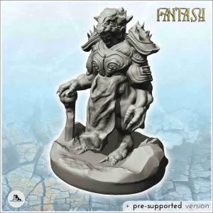 Evil lord in armor with shoulder protection and weapon (17)