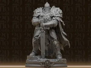 #162 Ornate Lion Knight Statue - Fantasy Armored Paladin Fig