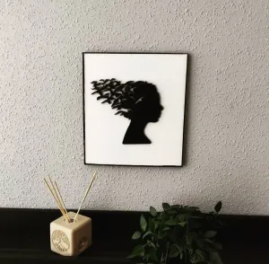 Girl with flying birds