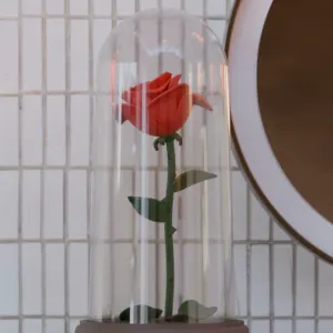 Eternal Rose Under Glass Dome Fairy Tale Sculpture