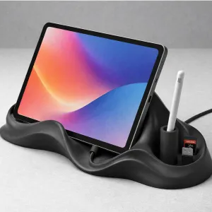 WaveFlow Tablet Stand STL – Modern Desk Organizer & Charging