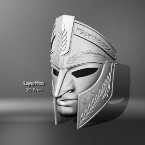 Warrior Mask with Leaf Engravings