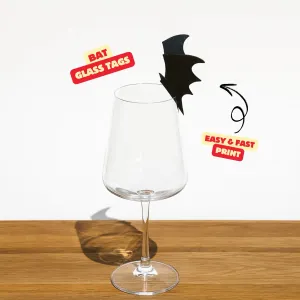 BAT GLASS TAGS / HALLOWEENDECOR / PARTYDECOR