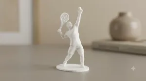 Low Poly Tennis Player – Modern Geometric Figure