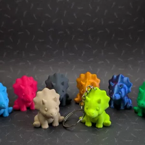 Cute Mini Triceratops + Keychain
