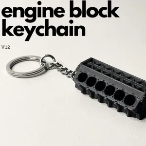 Engine block V12 keychain