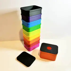 Stackable small parts storage boxes with lids (no supports)